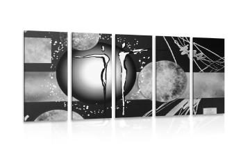 5-częściowy obraz para etno zakochana w wersji czarno-białej - 100x50