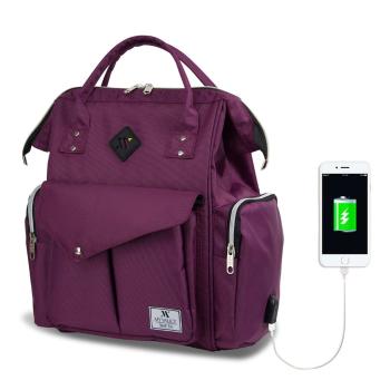Fioletowy plecak dla mam z USB My Valice HAPPY MOM Baby Care Backpack