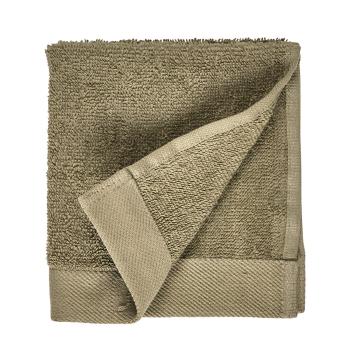 Oliwkowy ręcznik z bawełny frotte Södahl Organic, 30x30 cm