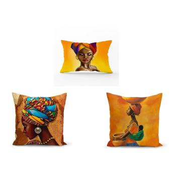 Zestaw 3 poszewek na poduszkę Minimalist Cushion Covers African Culture, 45x45 cm