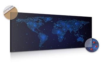 Obraz na korku mapa świata z nocnym niebem - 100x50