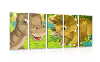 5-częściowy obraz wesołe dinozaury - 100x50