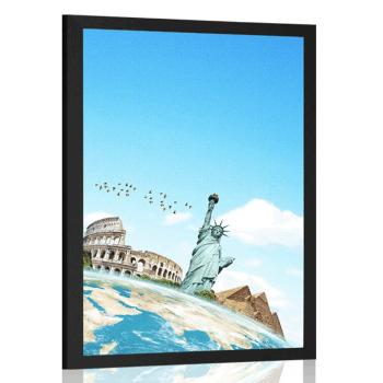 Plakat artystyczna podróż dookoła świata - 40x60 white