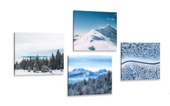 Zestaw obrazów piękno zaśnieżonej przyrody - 4x 60x60