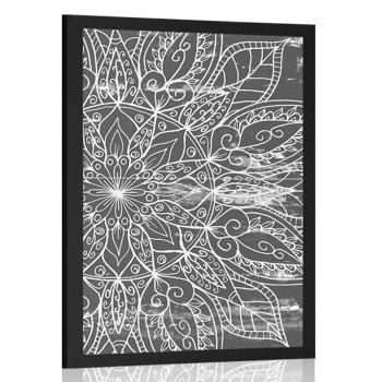 Plakat Tekstura mandali w czerni i bieli - 20x30 silver