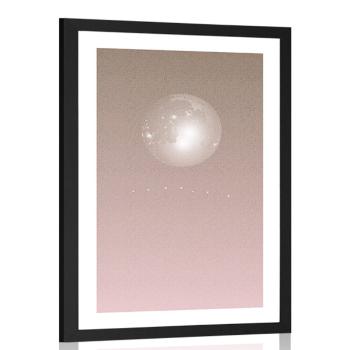 Plakat z passepartout księżyc w delikatnych tonach - 30x45 white
