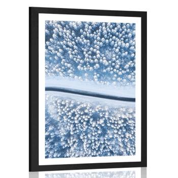Plakat z passe-partout widok na zimowy krajobraz - 30x45 white