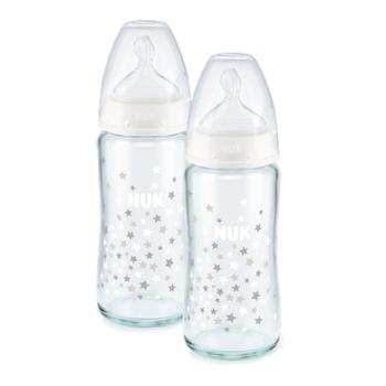 NUK Butelka szklana First Choice ⁺ od urodzenia 240 ml, temperatura control w podwójnym opakowaniu biała
