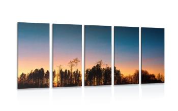 5-częściowy obraz las spowity w mroku - 100x50