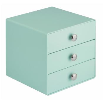 Zielona mini komoda z 3 szufladami iDesign Drawers, wys. 16,5 cm