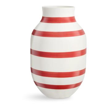 Biało-czerwony ceramiczny wazon w paski Kähler Design Omaggio, wys. 31 cm