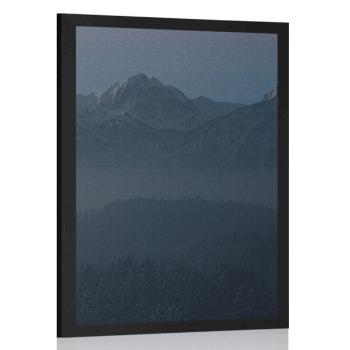 Plakat księżyc w pełni nad górami - 60x90 silver