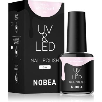 NOBEA UV & LED Nail Polish zelowy lakier do paznokcji z UV / przy użyciu lampy LED błyszczący odcień White pearl #6 6 ml