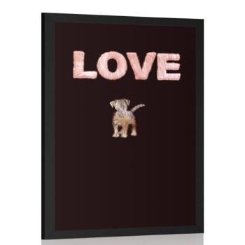Plakat pies z napisem Love - 40x60 white