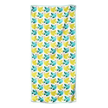 Żółto-niebieski ręcznik z mikrowłókna Rex London Love Birds, 70 x 150 cm