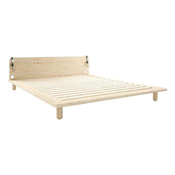Łóżko dwuosobowe z litego drewna z lampkami Karup Design Peek, 180 x 200 cm
