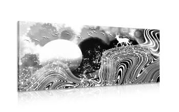 Obraz kraina czarów w wersji czarno-białej - 120x60