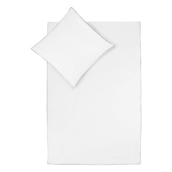Biała pościel jednoosobowa z perkalu bawełnianego Westwing Collection Daria, 135x200 cm