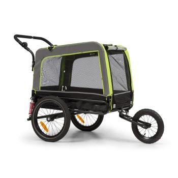 KLARFIT Husky Vario, rowerowa przyczepka do przewozu psów/wózek dla psów 2 w 1, ok. 240 l, płótno Oxford 600D,  zielony