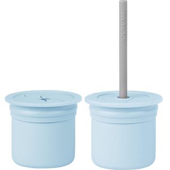 Minikoioi Sip+Snack Set zestaw naczyń dla dzieci Mineral Blue / Powder Grey