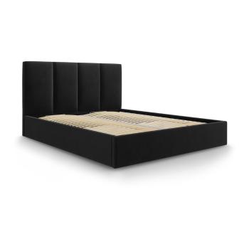 Czarne aksamitne łóżko dwuosobowe Mazzini Beds Juniper, 180x200 cm