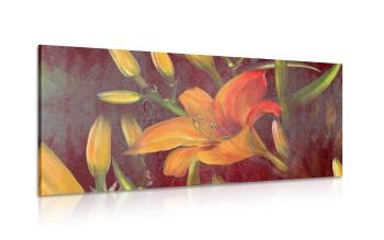 Obraz kwiat lilii pomarańczowej - 100x50