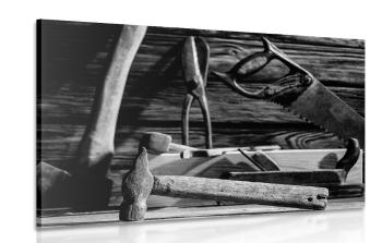 Obraz narzędzia stolarskie w wersji czarno-białej - 60x40