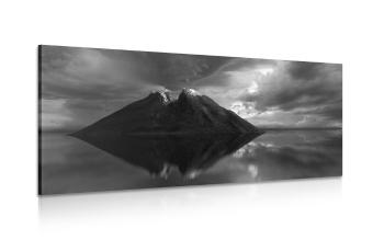 Obraz bezludna wyspa w wersji czarno-białej - 100x50