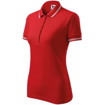 Kontrastowa koszulka polo damska, czerwony, L