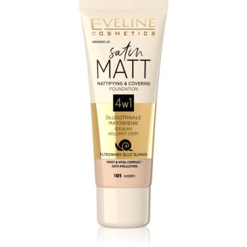 Eveline Cosmetics Satin Matt podkład matujący z ekstraktem ze śluzu ślimaka odcień 101 Ivory 30 ml