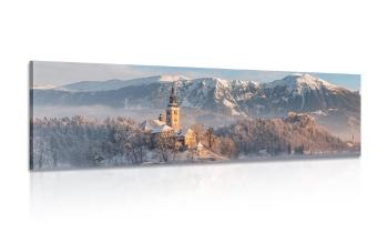 Obraz kościół nad jeziorem Bled w Słowenii