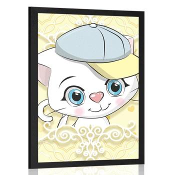 Plakat ciekawy kotek - 30x45 silver
