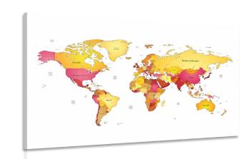 Obraz mapa świata w kolorach - 120x80
