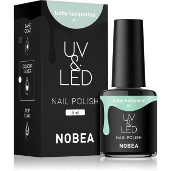NOBEA UV & LED Nail Polish zelowy lakier do paznokcji z UV / przy użyciu lampy LED błyszczący odcień Baby turquoise #1 6 ml