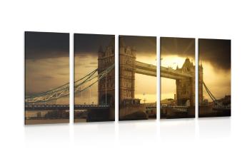 5-częściowy obraz zachód słońca nad Tower Bridge - 100x50
