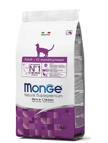 MONGE Cat Adult karma dla dorosłych kotów z kurczakiem 1.5 kg
