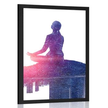 Plakat medytacja kobiety - 40x60 silver