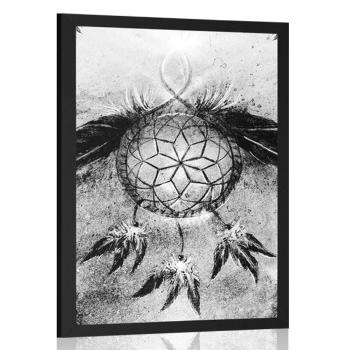 Plakat Indyjski łapacz snów w czerni i bieli - 60x90 white