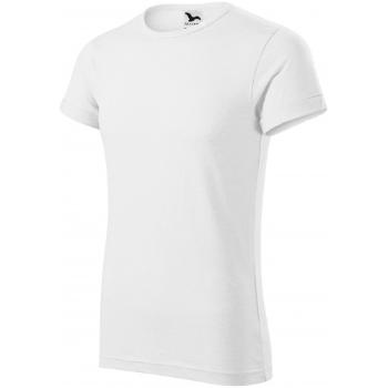 T-shirt męski z podwiniętymi rękawami, biały, XL