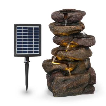 Blumfeldt Savona, fontanna solarna, 2,8 W, tworzywo Polyresin, 5-godzinny czas pracy akumulatora, oświetlenie LED, imitacja kamienia