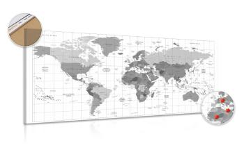Obraz na korku szara mapa na białym tle - 100x50  peg