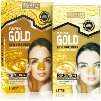 Beauty Formulas Gold plastry oczyszczające na nos z kolagenem 6 szt.
