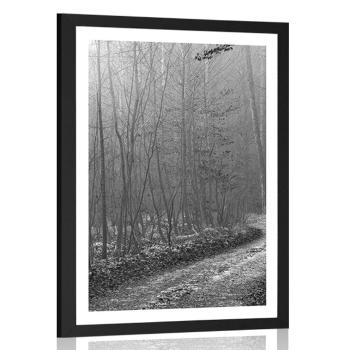 Plakat z passe-partout droga do lasu w czerni i bieli - 40x60 white