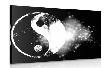 Obraz Symbol Yin i Yang w wersji czarno-białej - 120x80