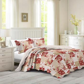 Narzuta na łóżko Patchwork róża Heda, 230 x 250 cm, 2 szt. 50 x 70 cm, 230 x 250 cm