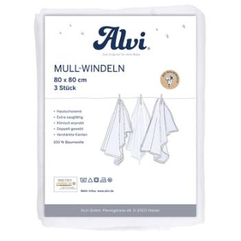 Alvi ® Pieluchy gazowe 3-pak białe 80 x 80 cm