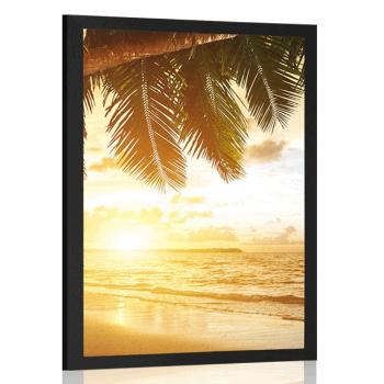 Plakat wschód słońca na karaibskiej plaży - 40x60 white
