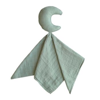 mushie Cuddle Blanket Muslin Moon Roman Green
