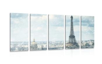 5-częściowy obraz zimowy Paryż - 100x50