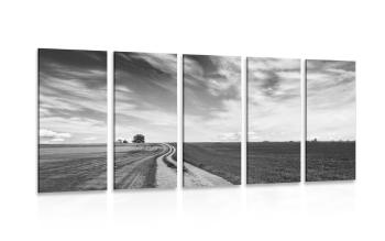 5-częściowy obraz piękny krajobraz w wersji czarno-białej - 200x100